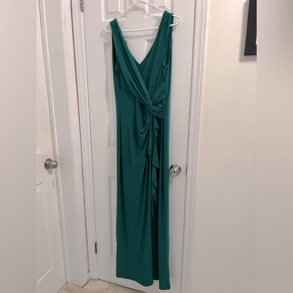 162. Lauren Ralph Lauren green floor length maxi dress sz US 12 (fits Large-14 - Picture 3 of 13